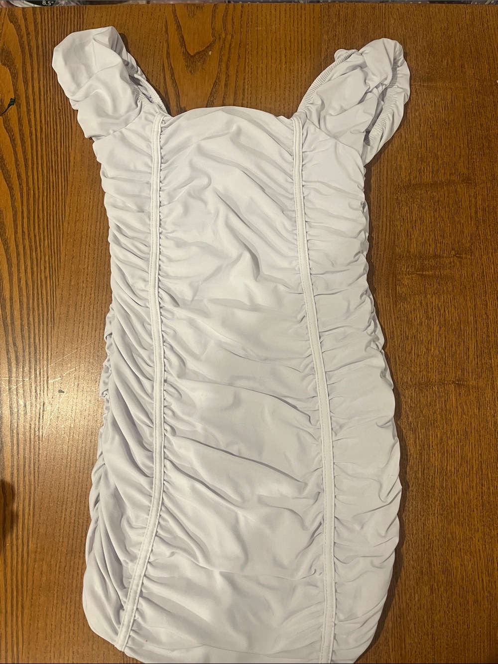 Cheryl Kids Creations White Ruched Girls' Formal Dress with Ruffle Straps